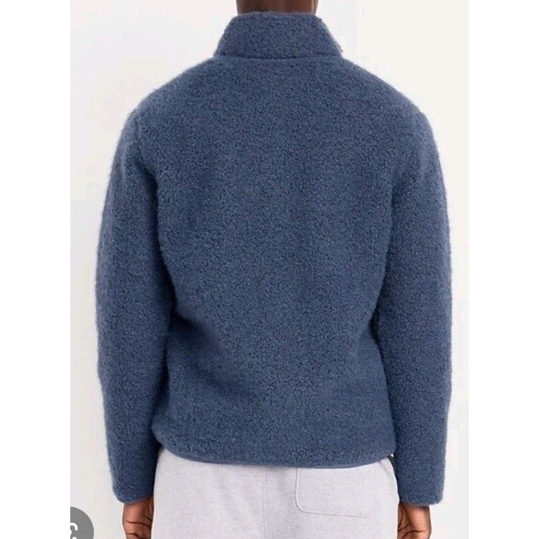 Nwt Men's Old Navy Loose Boucl Sherpa Quarter Zip Pullover Size Xl Blue — image 3 of 8